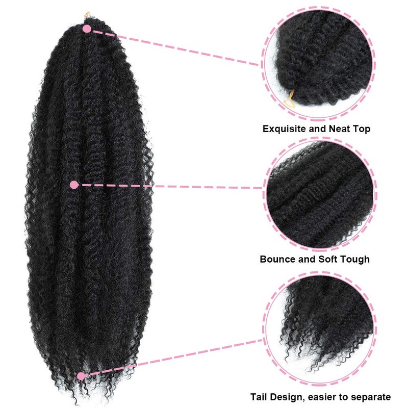 Dansama Marley Hair 24 Inch Marley Twist Hair Afro Twist Marley Braiding Hair for Faux Locs Crochet Hair 3 Packs Synthetic Hair Extensions (24 Inch (Pack of 3), 1B) - Image 4